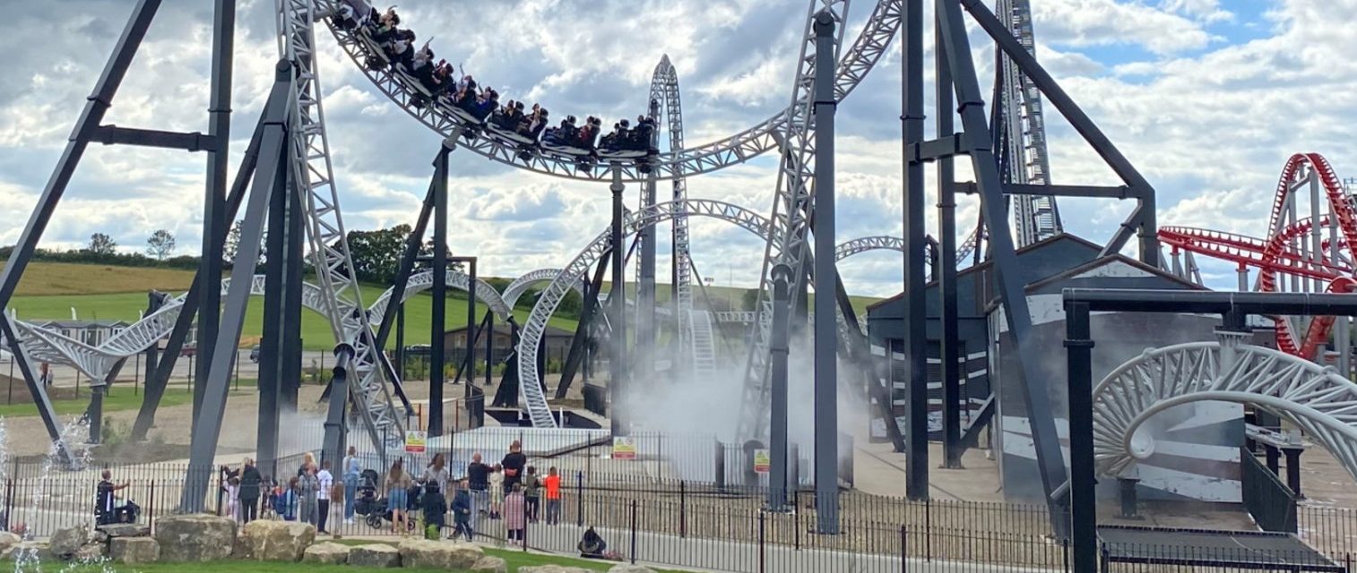 special water fog effects being used on a roller coaster at flamingo land